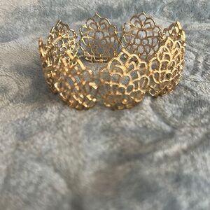 Zarin Gold Plated Ornate Filigree Cuff Bracelet